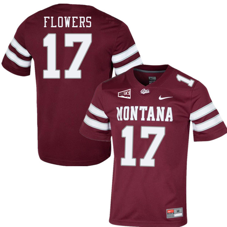 Montana Grizzlies #17 Luke Flowers College Football Jerseys Stitched Sale-Maroon